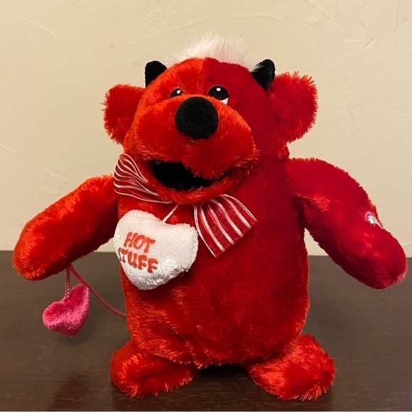 Vtg Valentine’s Day Singing Walk In Circles Plush 9” Red Cupid Bear Dan Dee - Picture 1 of 9